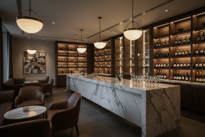 Stone tasting counter in a winery