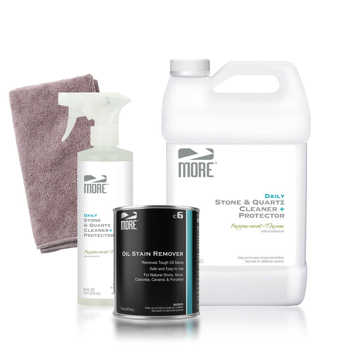 Daily Countertop Cleaning Kit – Peppermint & Thyme, Add Oil Stain Remover, Single Towel (CT-03-0003)