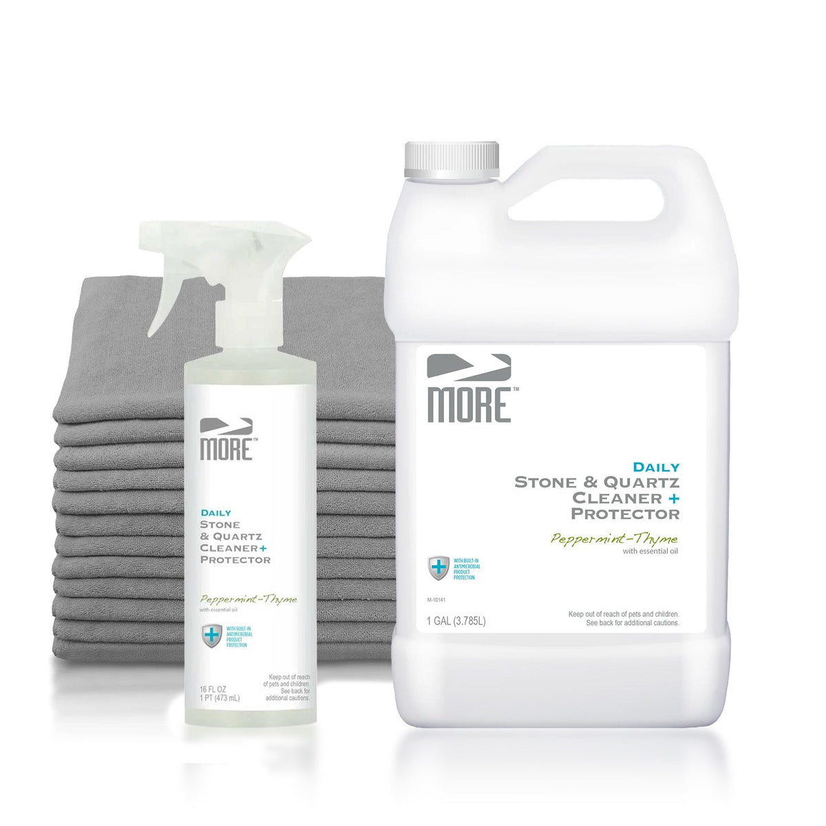 Antimicrobial Daily Countertop Cleaning Kit – Peppermint & Thyme, No Additional Cleaner, Add Towel Pack (CT-03-0010)