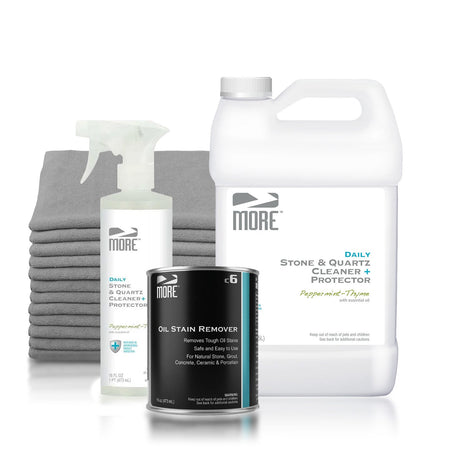 Antimicrobial Daily Countertop Cleaning Kit – Peppermint & Thyme, Add Oil Stain Remover, Add Towel Pack (CT-03-0012)