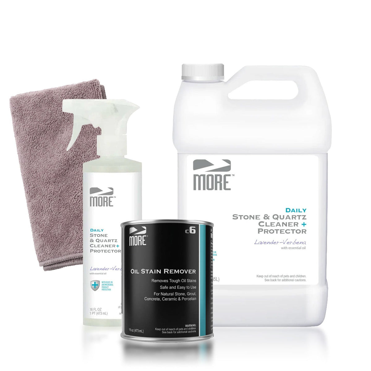Antimicrobial Daily Countertop Cleaning Kit – Lavender Verbena, Add Oil Stain Remover, Single Towel (CT-03-0015)