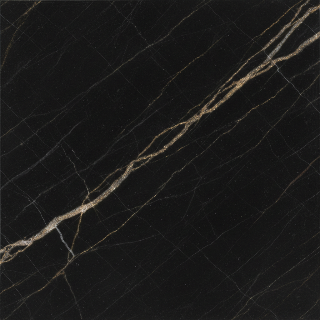 Hotel lobby at night with lit marble surfaces