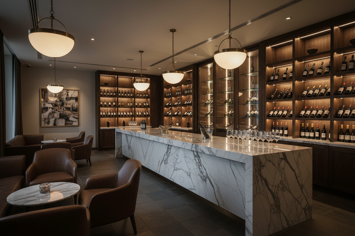 Winery tasting room stone counter
